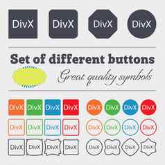 divx视频格式标志图标象征大集色彩斑斓的多样化的高质量的按钮