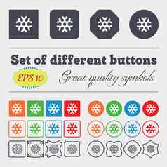 雪花图标标志大集色彩斑斓的多样化的高质量的按钮