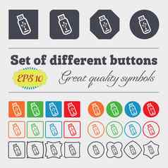 Usb闪光开车图标标志大集色彩斑斓的多样化的高质量的按钮