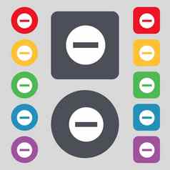 停止标志图标禁止象征标志集色彩鲜艳的按钮