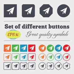 纸飞机图标标志大集色彩斑斓的多样化的高质量的按钮