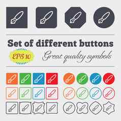 笔图标标志大集色彩斑斓的多样化的高质量的按钮