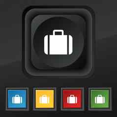 手提箱图标象征集色彩斑斓的时尚的按钮黑色的纹理设计