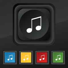 音乐的请注意音乐手机铃声图标象征集色彩斑斓的时尚的按钮黑色的纹理设计