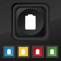 电池空低电图标象征集色彩斑斓的时尚的按钮黑色的纹理设计