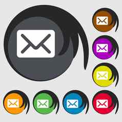 邮件信封信图标标志象征彩色的按钮