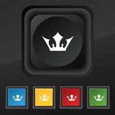 皇冠图标象征集色彩斑斓的时尚的按钮黑色的纹理设计