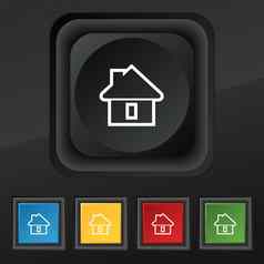 房子图标象征集色彩斑斓的时尚的按钮黑色的纹理设计