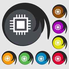 中央处理单位图标技术计划圆象征符号彩色的按钮