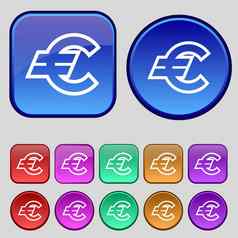 欧元欧元图标标志集十二个古董按钮设计