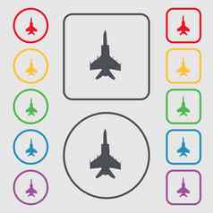 战斗机图标标志象征轮广场按钮框架