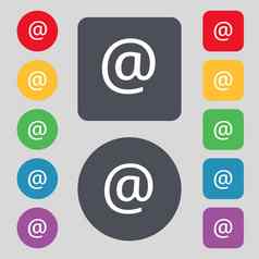 电子邮件图标标志集彩色的按钮平设计