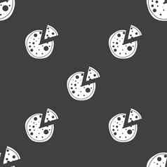 披萨图标无缝的模式灰色的背景