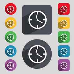 时钟时间标志图标机械看象征集色彩鲜艳的按钮