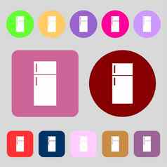 冰箱图标标志彩色的按钮平设计