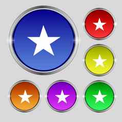 明星最喜欢的图标标志轮象征明亮的色彩鲜艳的按钮