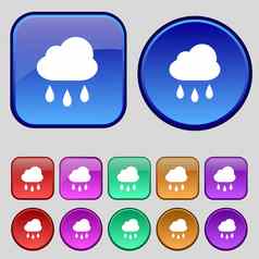 天气雨图标标志集十二个古董按钮设计