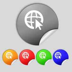 互联网标志图标世界宽网络象征光标指针集颜色按钮