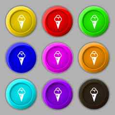 冰奶油图标标志象征轮色彩鲜艳的按钮