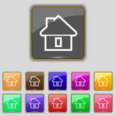 房子图标标志集11彩色的按钮网站