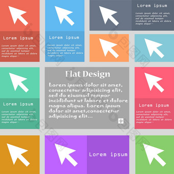 箭头光标电脑鼠标图标标志集五彩缤纷的按钮空间文本