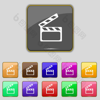 电影克拉珀标志图标视频相机象征集颜色按钮