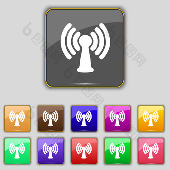 无线网络互联网图标标志集11彩色的按钮网站
