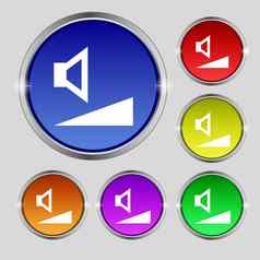 体积声音图标标志轮象征明亮的色彩鲜艳的按钮