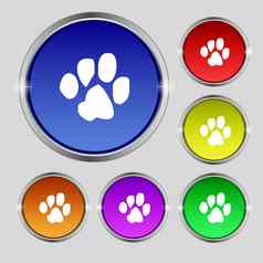 跟踪狗图标标志轮象征明亮的色彩鲜艳的按钮