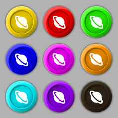 木星地球图标标志象征轮色彩鲜艳的按钮