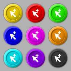 光标箭头添加图标标志象征轮色彩鲜艳的按钮
