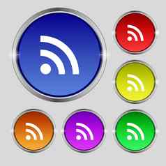 无线网络无线网络无线网络图标标志轮象征明亮的色彩鲜艳的按钮