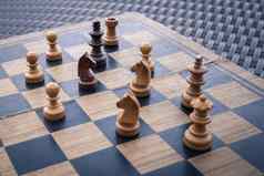 木国际象棋董事会业务策略的想法概念背景
