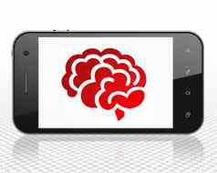 科学概念智能手机大脑显示