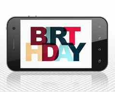 假期概念智能手机生日显示