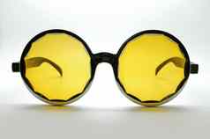 黄色的复古的古董眼镜眼睛穿黑色的框架