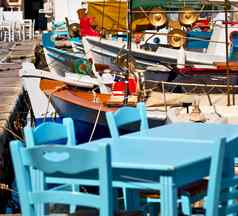 表格圣托里尼岛欧洲希腊餐厅椅子