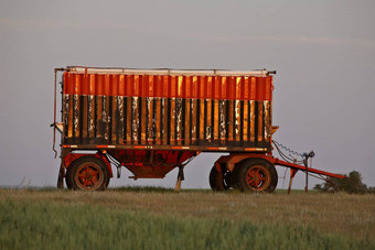 色彩斑斓的粮食马车风景优美的萨斯喀彻温省