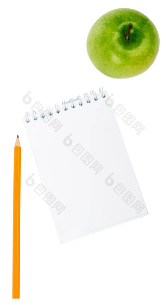 苹果铅笔笔记本白色背景