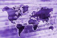 紫色的数字全球概念