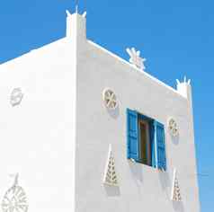 岛希腊安东尼尼欧洲房子白色颜色