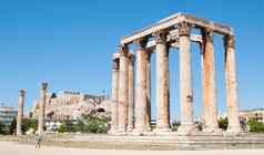 寺庙奥林匹斯山的宙斯卫城背景雅典希腊