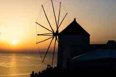 风车aio圣托里尼岛爱琴海海希腊