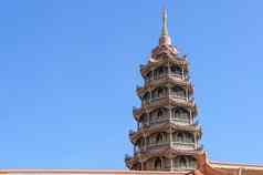 中国人宝塔古老的建筑蓝色的天空