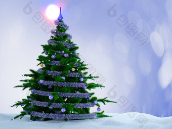 圣诞节树装饰雪装饰背景
