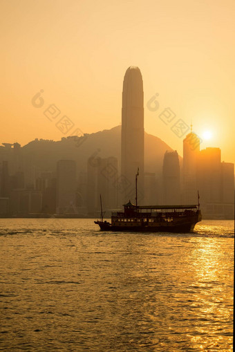 在香港香港城市景观晚上视图维多利亚港口在香港香港