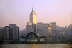 在香港香港城市景观晚上视图维多利亚港口在香港香港