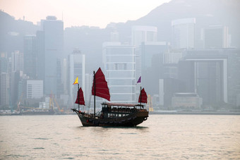 在香港香港城市景观晚上视图维多利亚港口在香港香港