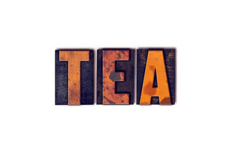 茶概念孤立的凸版印刷的类型