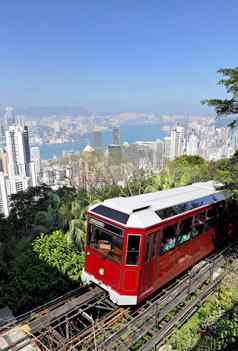 在香港香港峰有轨电车